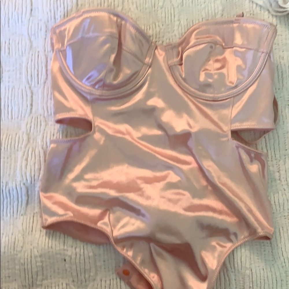 Satin pink bodysuit